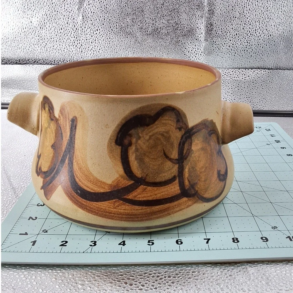Vintage Clouds Folsom Studio Pottery Lidded Casserole Dish Hand Painted